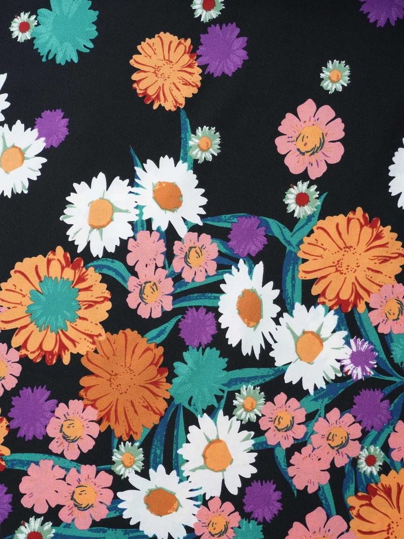 Floral Print Pleated Midi Skirt