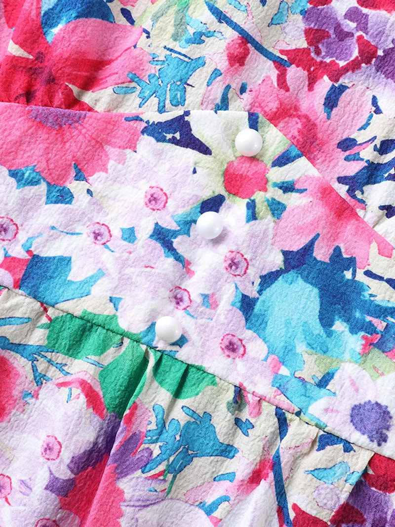 Resort Ready Print Shirred Waist Midi Dress