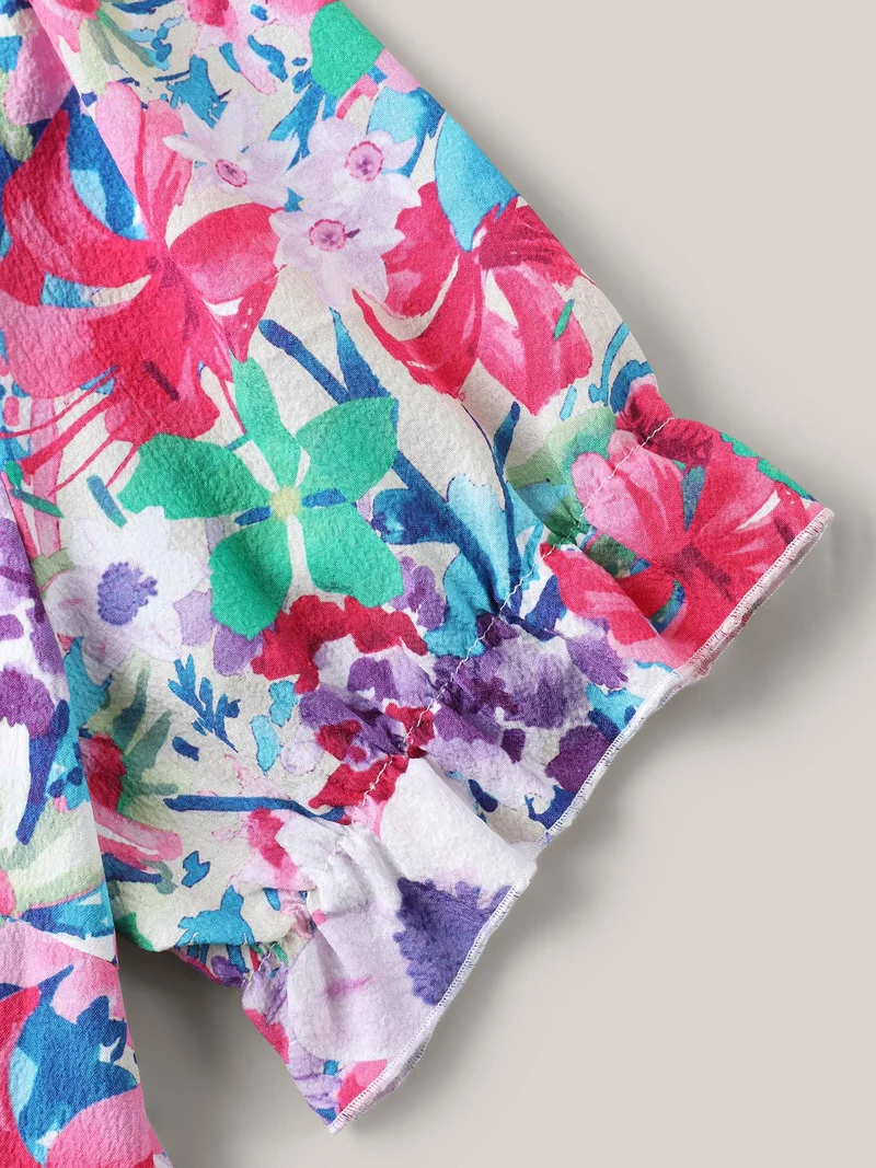 Resort Ready Print Shirred Waist Midi Dress