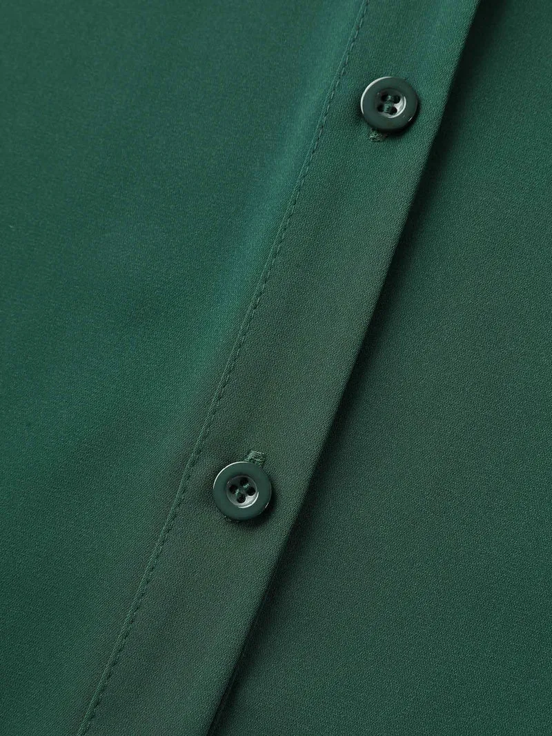 Rolled Hem Sleeve Collar Plain Blouse