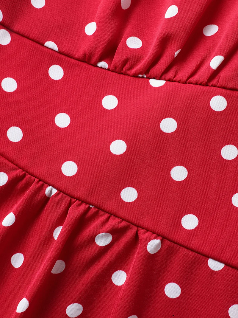 Polka Dots Shirred Waist Blouse