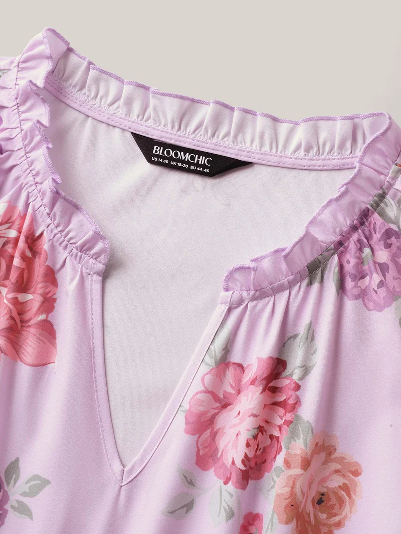 Floral Print Pockets Gradient Maxi Dress