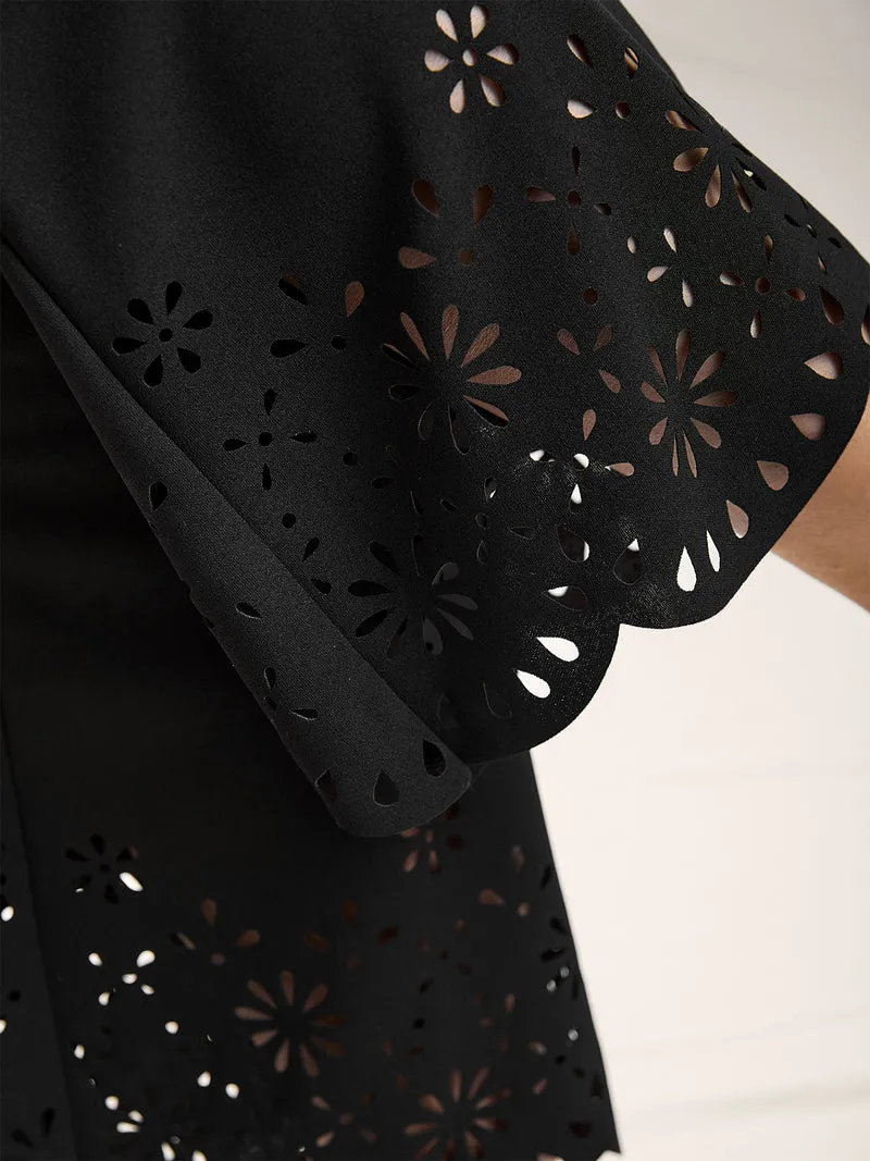 Scalloped Laser Cut Bootcut Pants