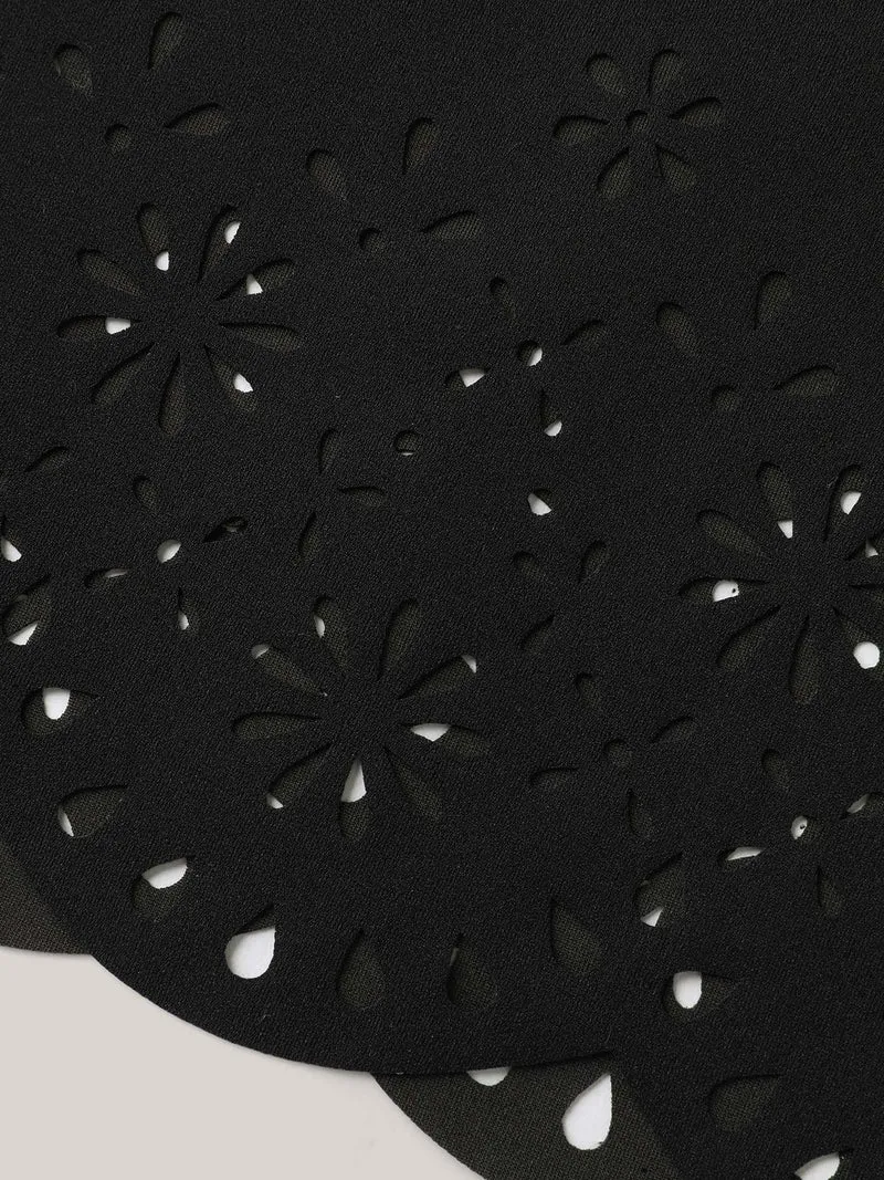 Scalloped Laser Cut Bootcut Pants