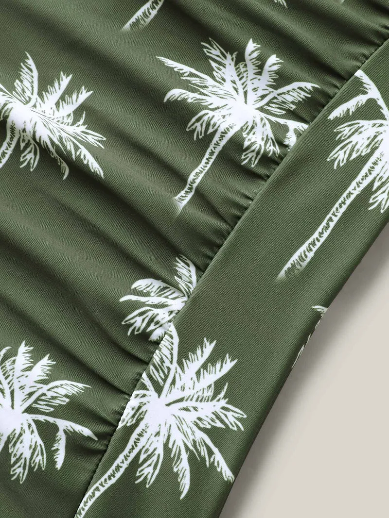 Twist Front Tropical Print One-Piece Swimsuit