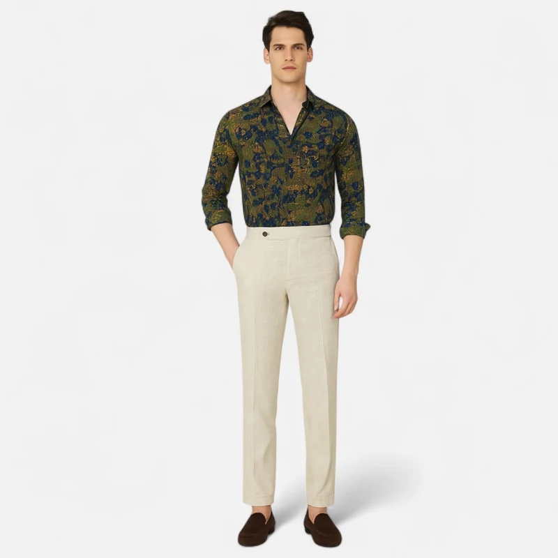 Ancienne Monde | Chemise Imprimée à Manches Longues pour Homme – Détail Artistique