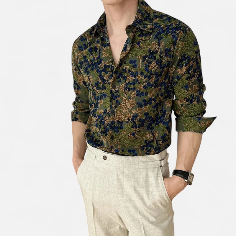Ancienne Monde | Chemise Imprimée à Manches Longues pour Homme – Détail Artistique