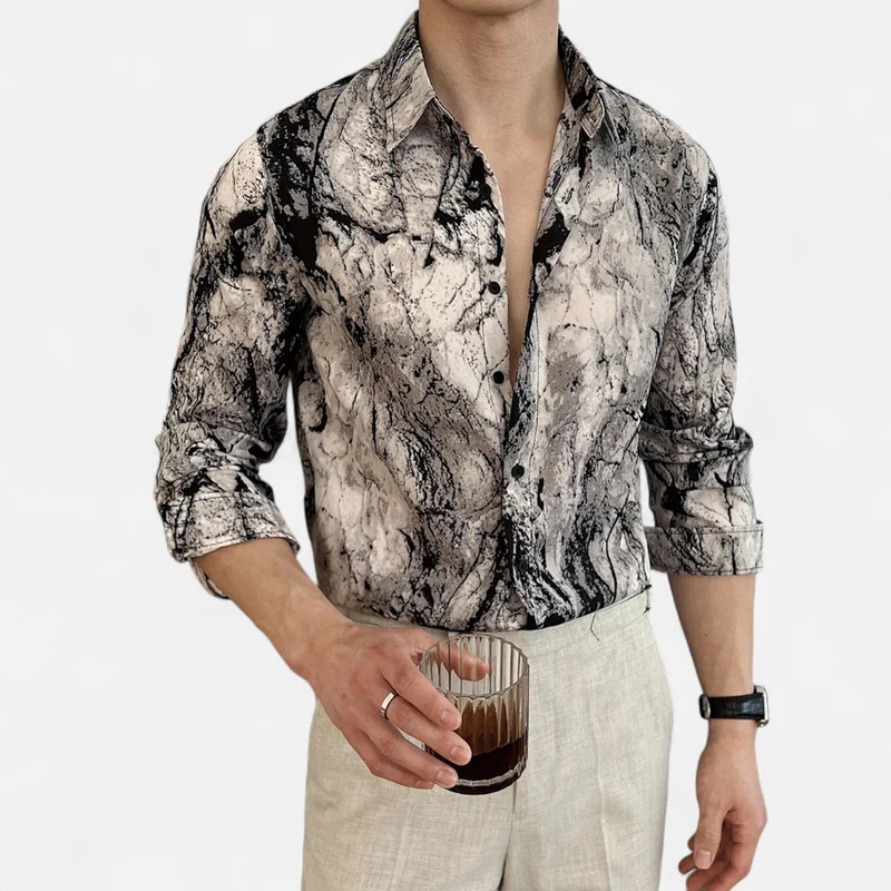Ancienne Monde | Chemise Imprimée à Manches Longues pour Homme – Détail Artistique