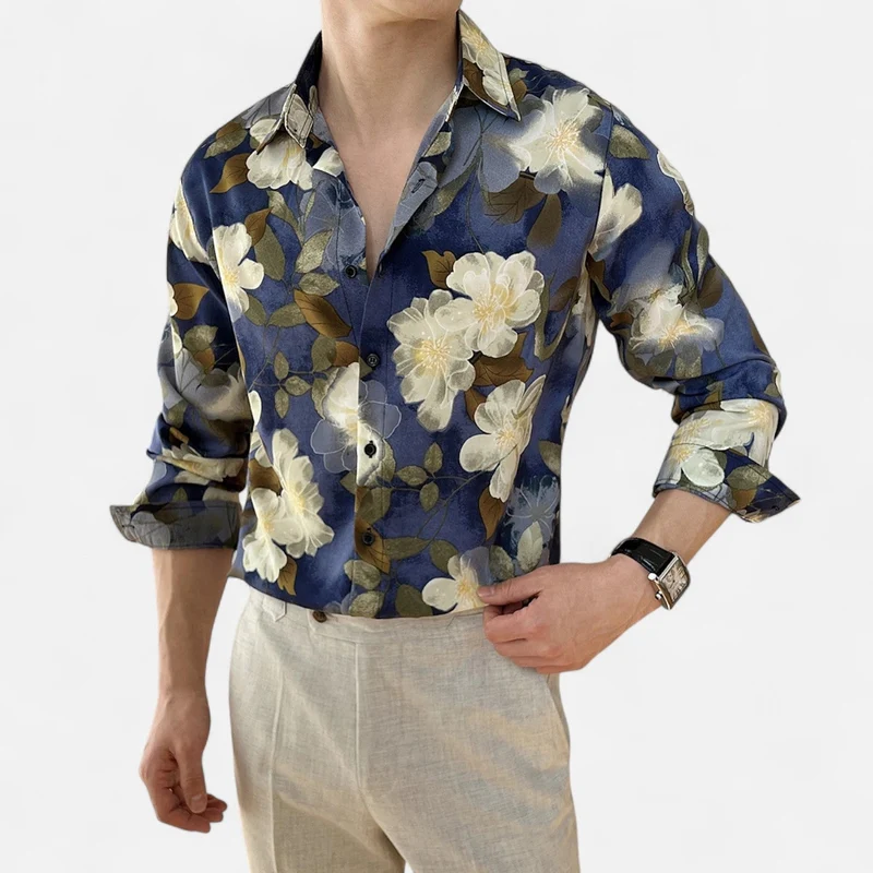 Ancienne Monde | Chemise Imprimée à Manches Longues pour Homme – Détail Artistique