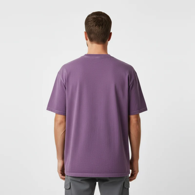 T-shirt Vintage délavé à l'acide en coton épais pour homme et femme coupe oversized