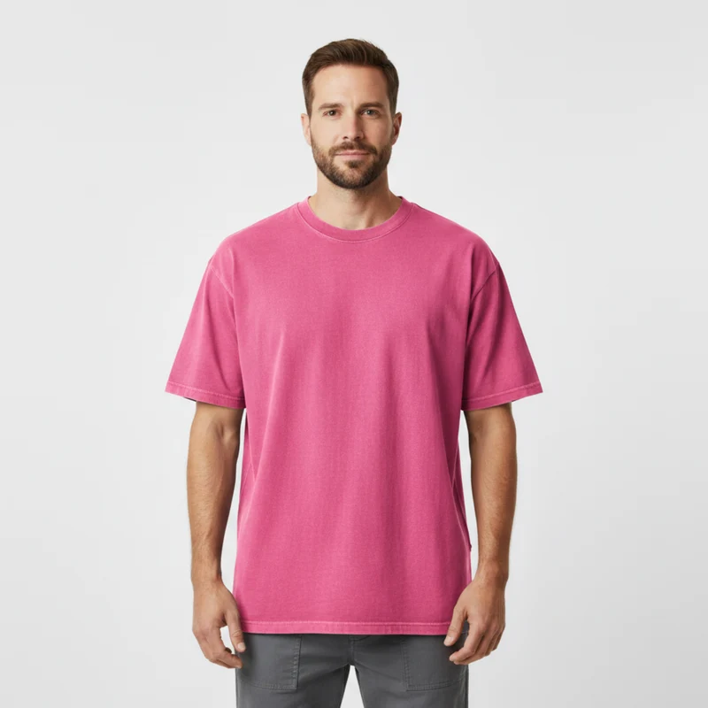 T-shirt Vintage délavé à l'acide en coton épais pour homme et femme coupe oversized