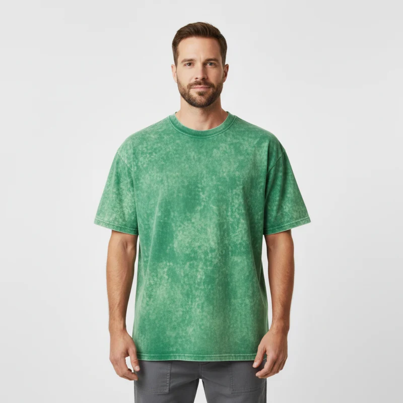 T-shirt Vintage délavé à l'acide en coton épais pour homme et femme coupe oversized