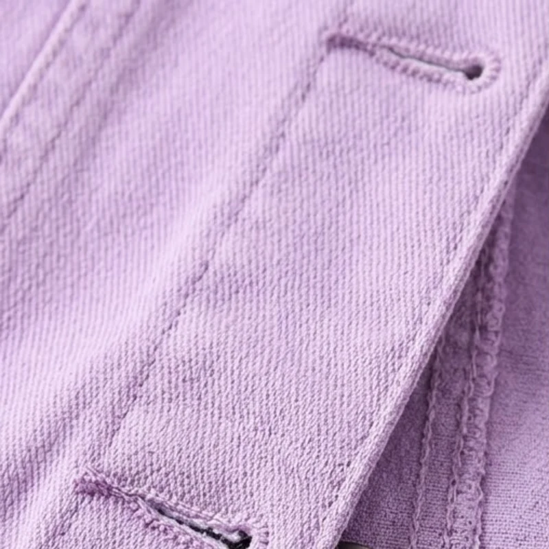Veste en Jean Courte avec Boutons et Poches de Poitrine pour Femme