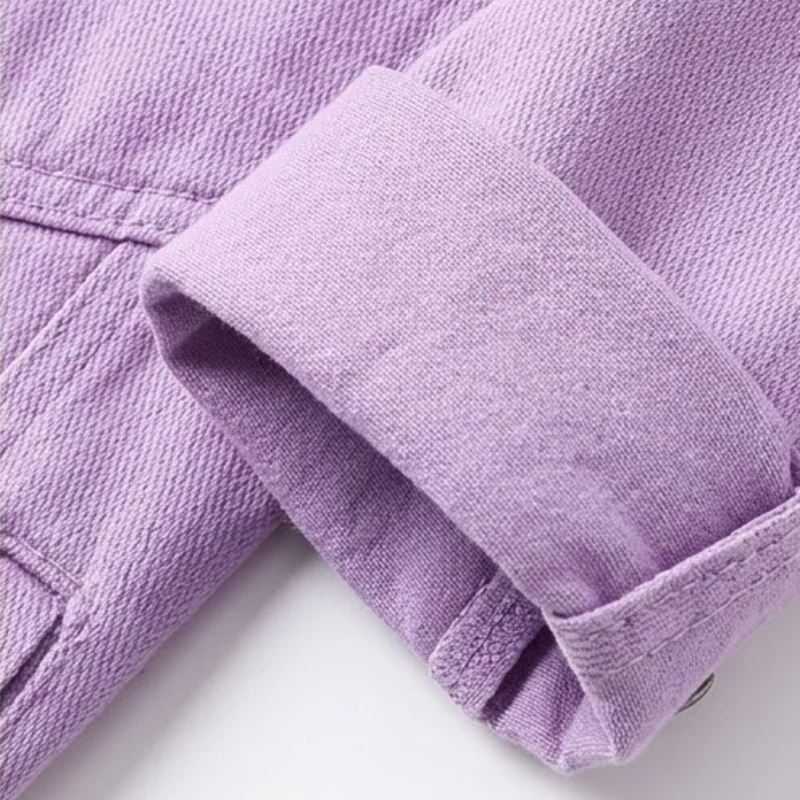 Veste en Jean Courte avec Boutons et Poches de Poitrine pour Femme