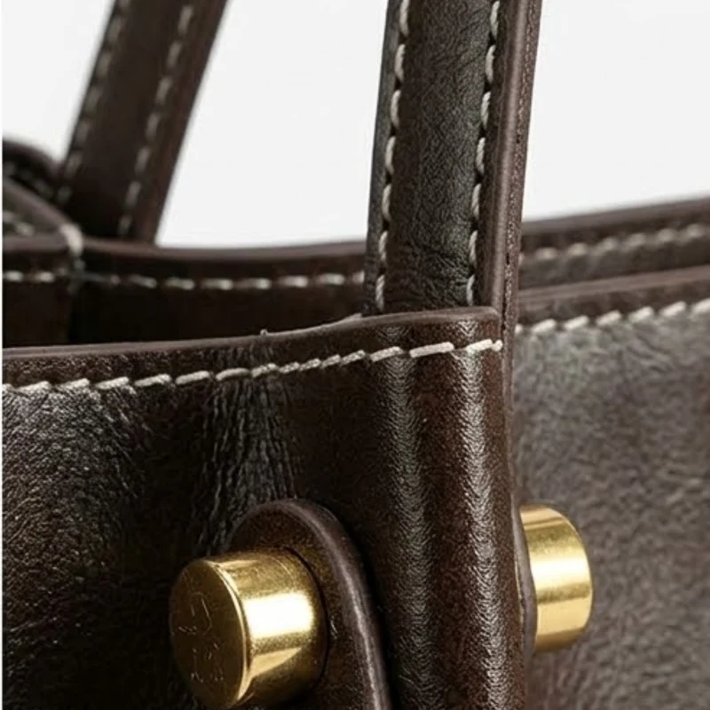 Sac Cabas en Cuir Végétalien avec Fermeture Éclair et Bandoulière pour Femmes