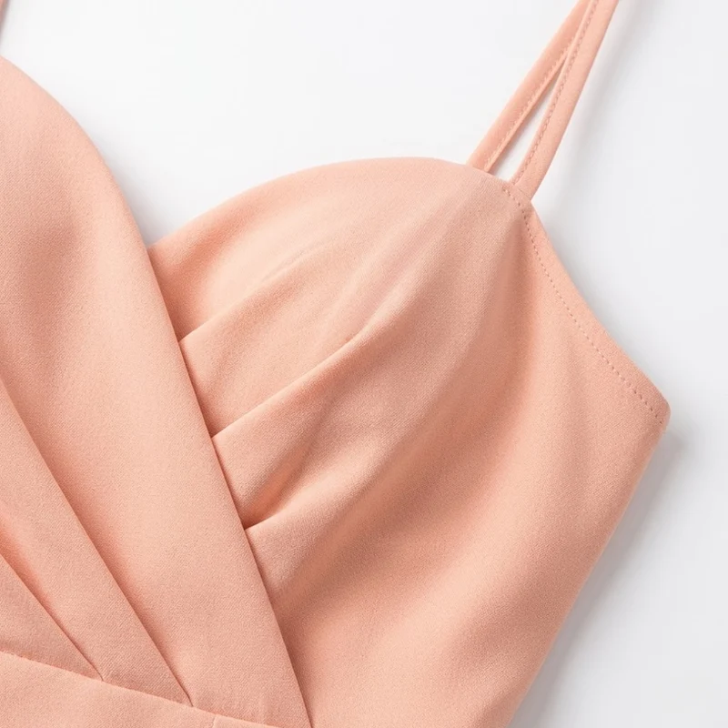 Combinaison Pantalon Large à Bretelles avec Col en V et Taille Haute pour Femmes