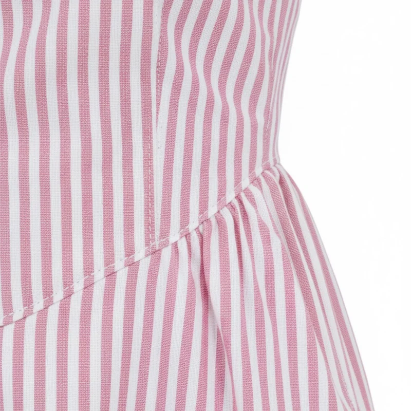 Robe Longue à Rayures Verticales sans Manches avec Col Haut pour Femmes