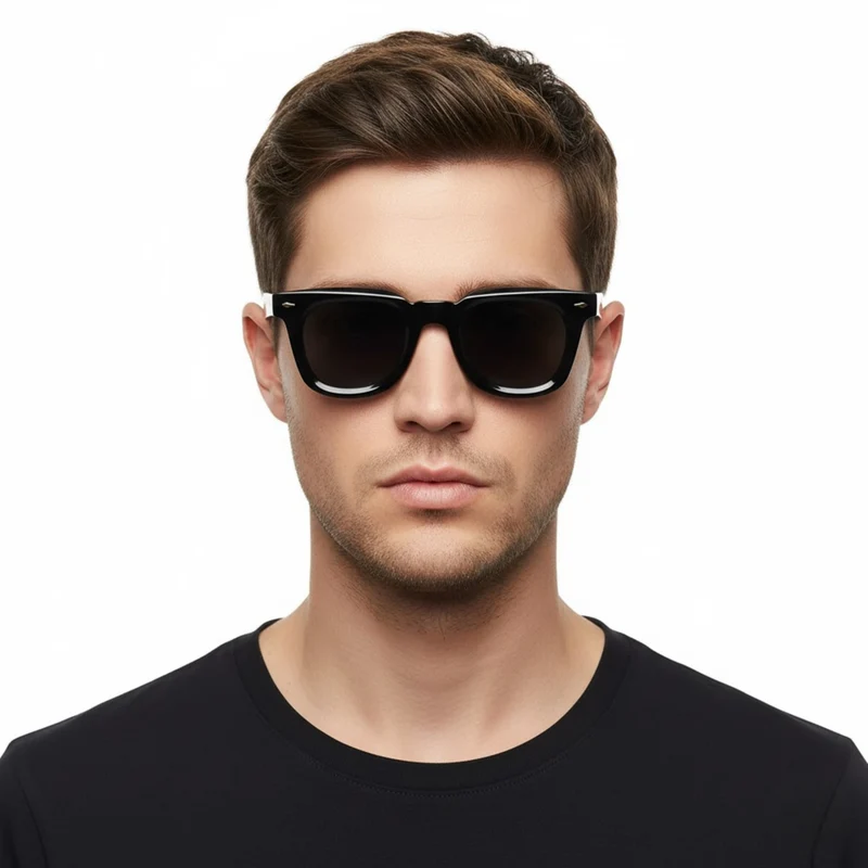 Lunettes de soleil carrées vintage monture épaisse protection UV400 unisexe