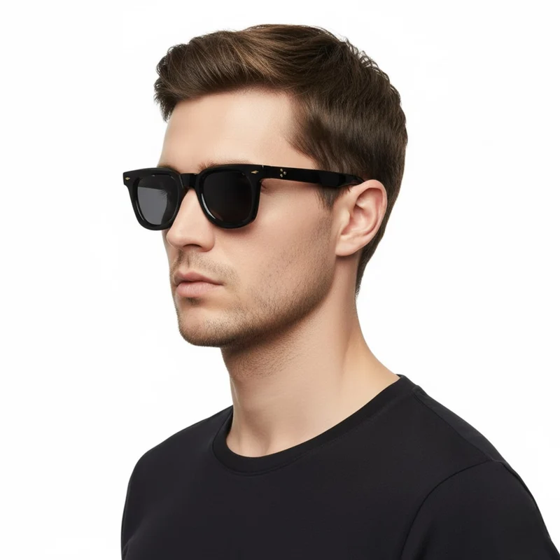 Lunettes de soleil carrées vintage monture épaisse protection UV400 unisexe