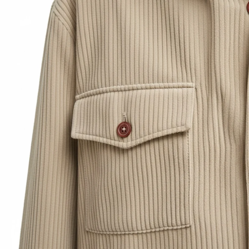 Chemise cargo pour homme en velours côtelé à manches courtes avec poches poitrine