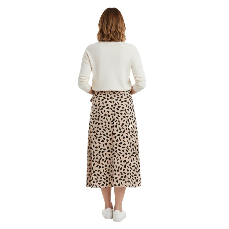 Jupe portefeuille bohème taille haute pour femmes avec lien sur le côté et ourlet asymétrique