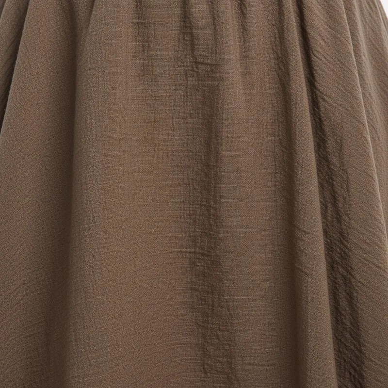 Jupe Maxi Femme en Coton et Lin, Taille Haute Élastique, Coupe Évasée, Longueur Cheville