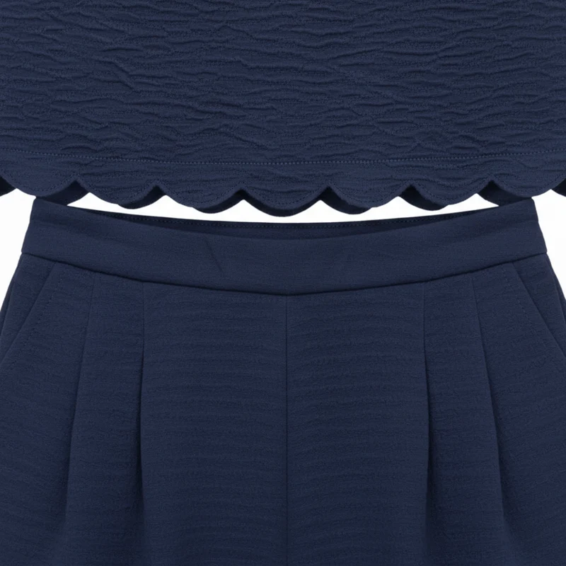 Ensemble deux pièces pour femmes : top sans manches à bordure coquillage et pantalon large longueur cheville