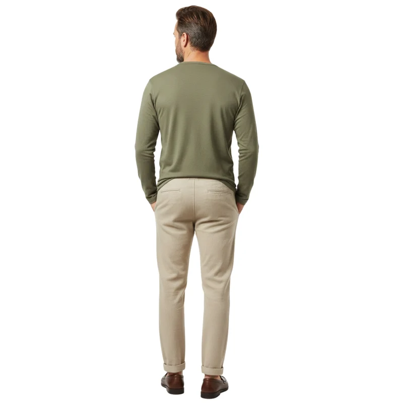 Pantalon en Coton et Lin pour Homme avec Taille Élastique et Coupe Droite Décontractée