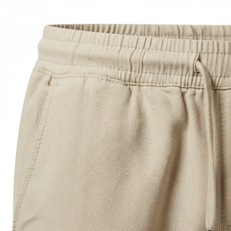 Pantalon en Coton et Lin pour Homme avec Taille Élastique et Coupe Droite Décontractée