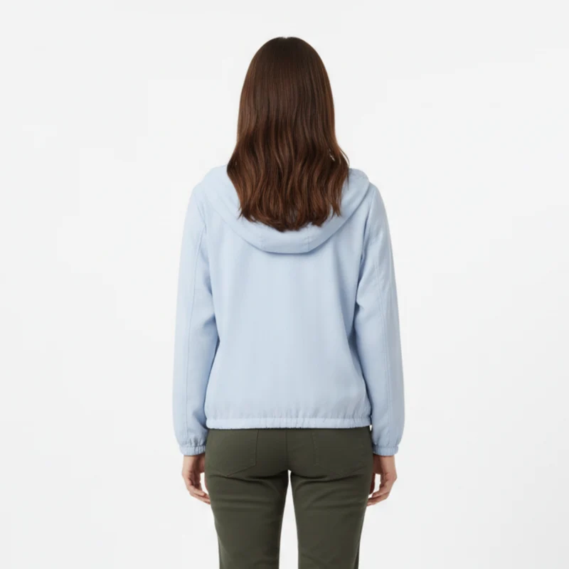 Veste de Protection Solaire Légère à Capuche et Fermeture Éclair pour Femme