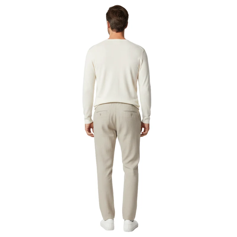 Pantalon en Coton et Lin pour Homme avec Taille Élastique et Coupe Droite