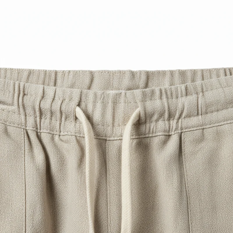 Pantalon en Coton et Lin pour Homme avec Taille Élastique et Coupe Droite