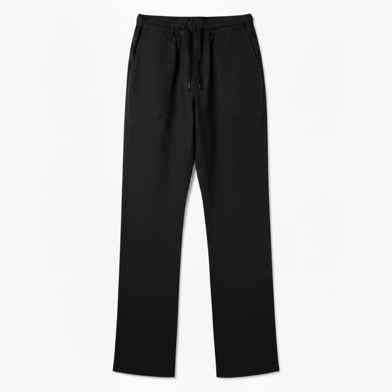 Pantalon en Coton et Lin pour Homme avec Taille Élastique et Coupe Droite