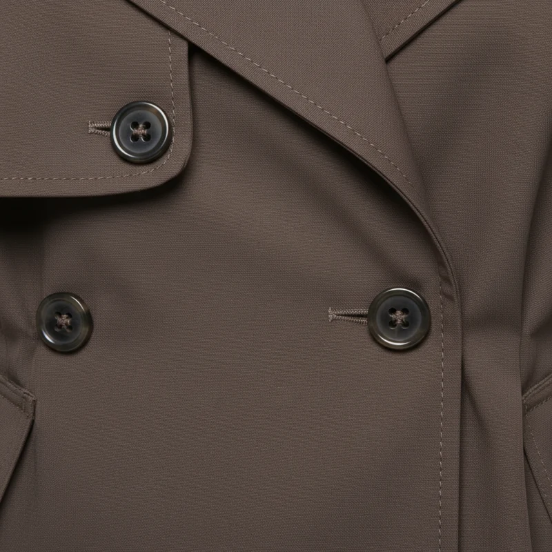 Veste Trench Courte en Polyester avec Ceinture et Col à Revers pour Femme