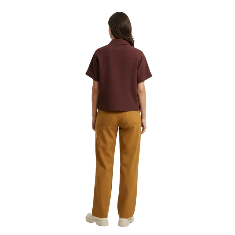Veste Courte en Polyester à Manches Courtes avec Fermeture Éclair pour Femme