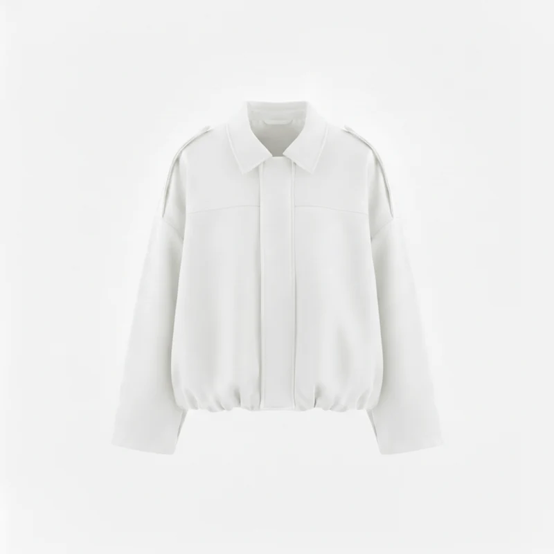 Blouson Bomber en Polyester avec Col à Revers et Fermeture Éclair pour Femme
