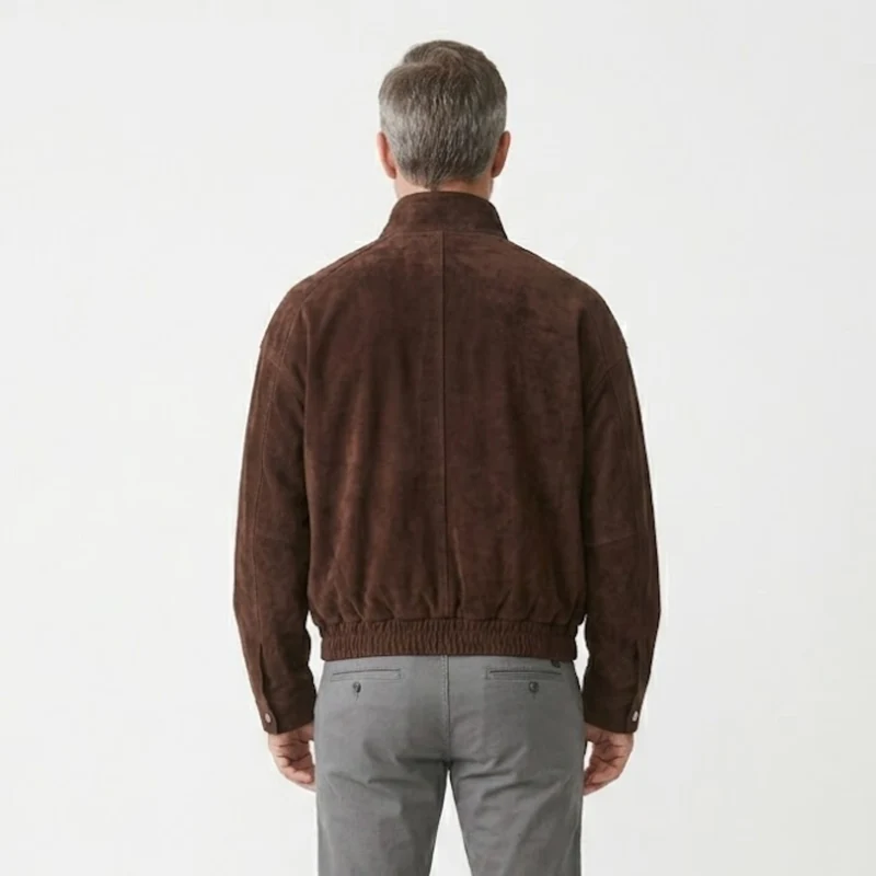 Veste Bomber en Polyester à Col Montant avec Fermeture Éclair et Grandes Poches