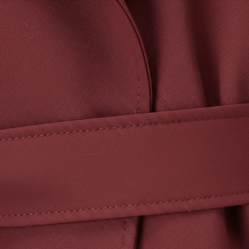 Trench-Coat Court en Polyester avec Ceinture et Col à Revers pour Femme