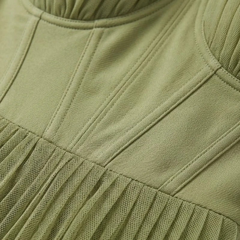 Robe Longue de Soirée Plissée avec Bustier à Bretelles et Fermeture Éclair Arrière