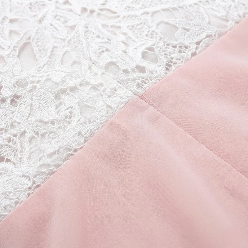 Robe Longue de Soirée Sans Manches en Dentelle et Mousseline avec Bustier Crocheté
