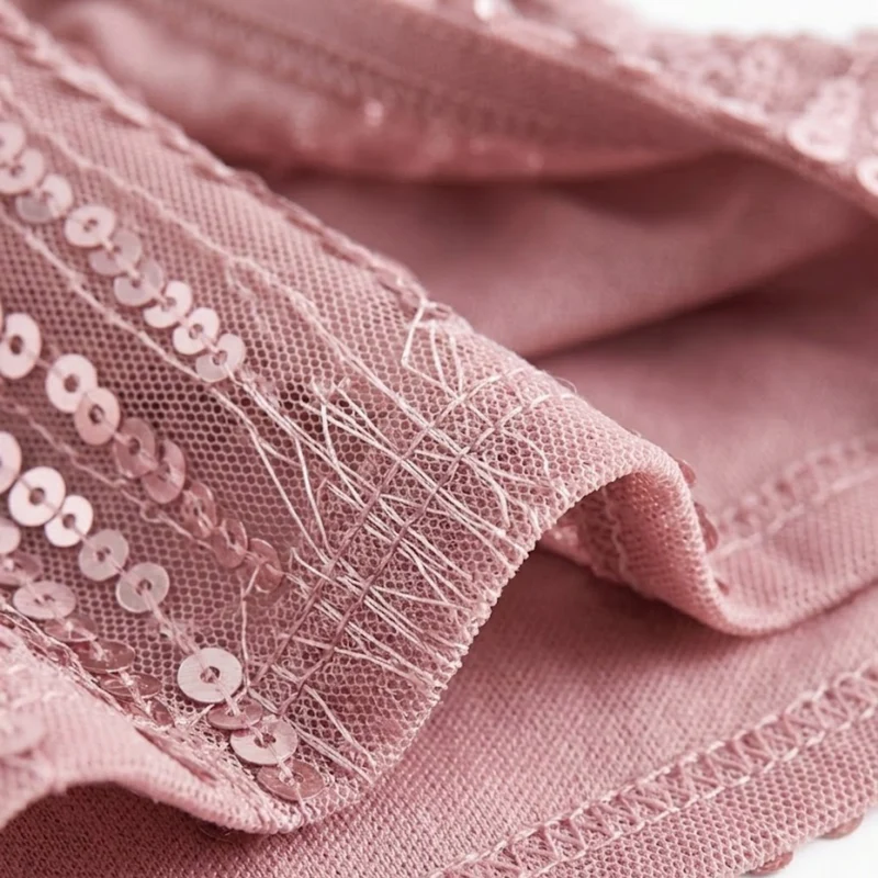 Débardeur à Paillettes avec Col en V et Sans Manches pour Femme