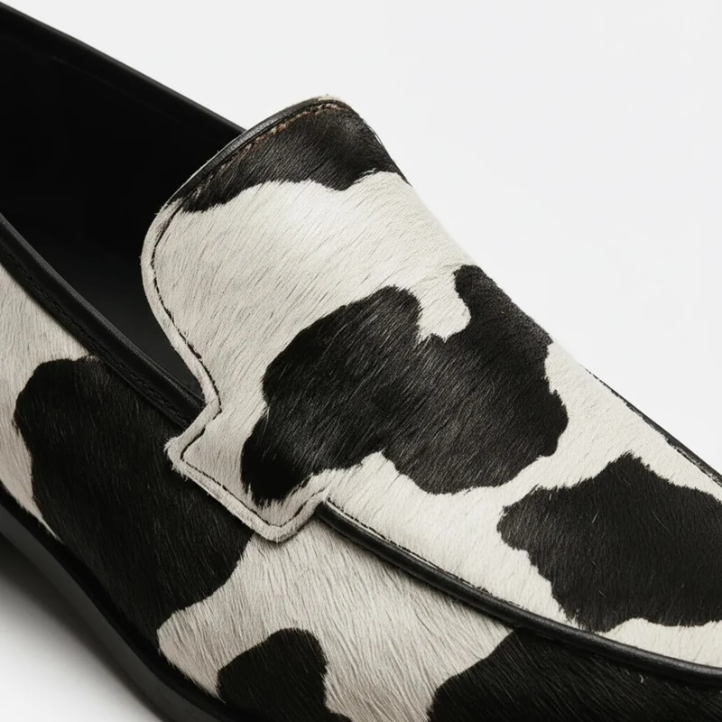 Mocassins Plats à Bout Pointu pour Femmes avec Imprimé Animal et Semelle Souple