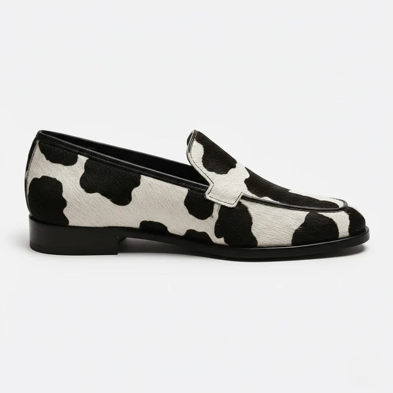 Mocassins Plats à Bout Pointu pour Femmes avec Imprimé Animal et Semelle Souple