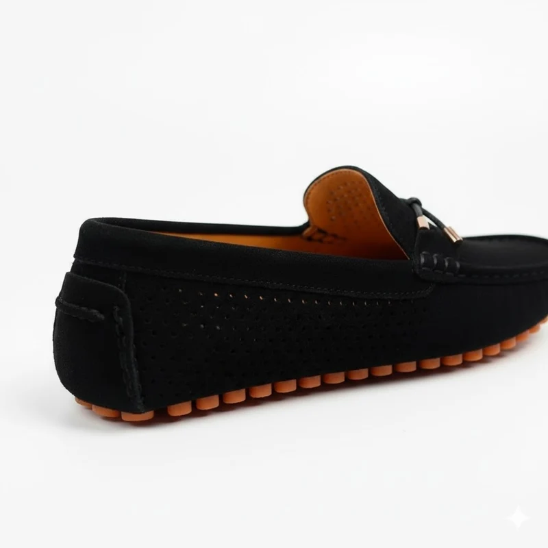Mocassins en Cuir Véritable pour Hommes à Perforations et Semelle à Picots