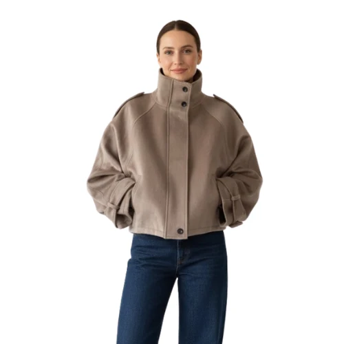Veste Femme Élégante en Laine à Col Montant