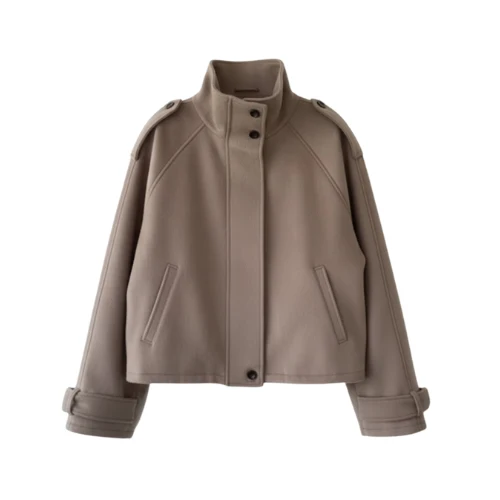 Veste Femme Élégante en Laine à Col Montant