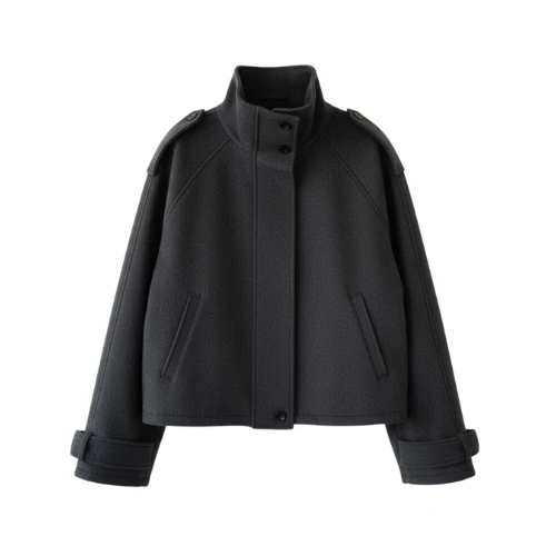 Veste Femme Élégante en Laine à Col Montant