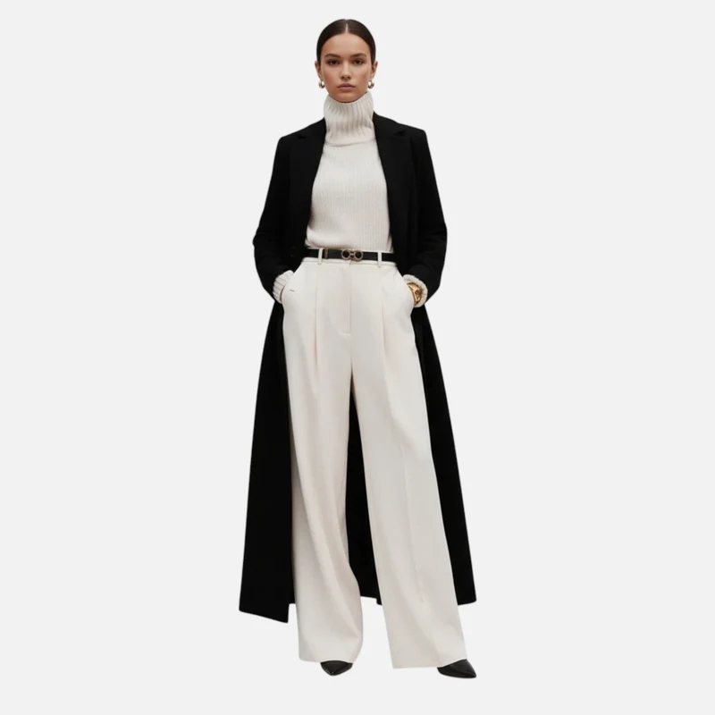 Ancienne Monde | Manteau Long Femme Noir Cintré