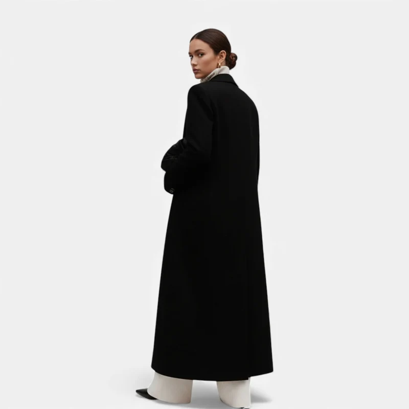 Ancienne Monde | Manteau Long Femme Noir Cintré