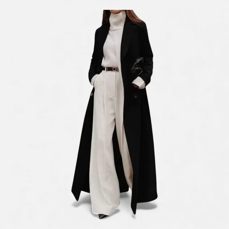 Ancienne Monde | Manteau Long Femme Noir Cintré